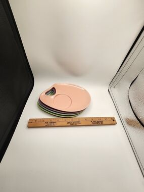 Artist Palette Boonton Ware Kidney Shaped Snack Plate Set 4